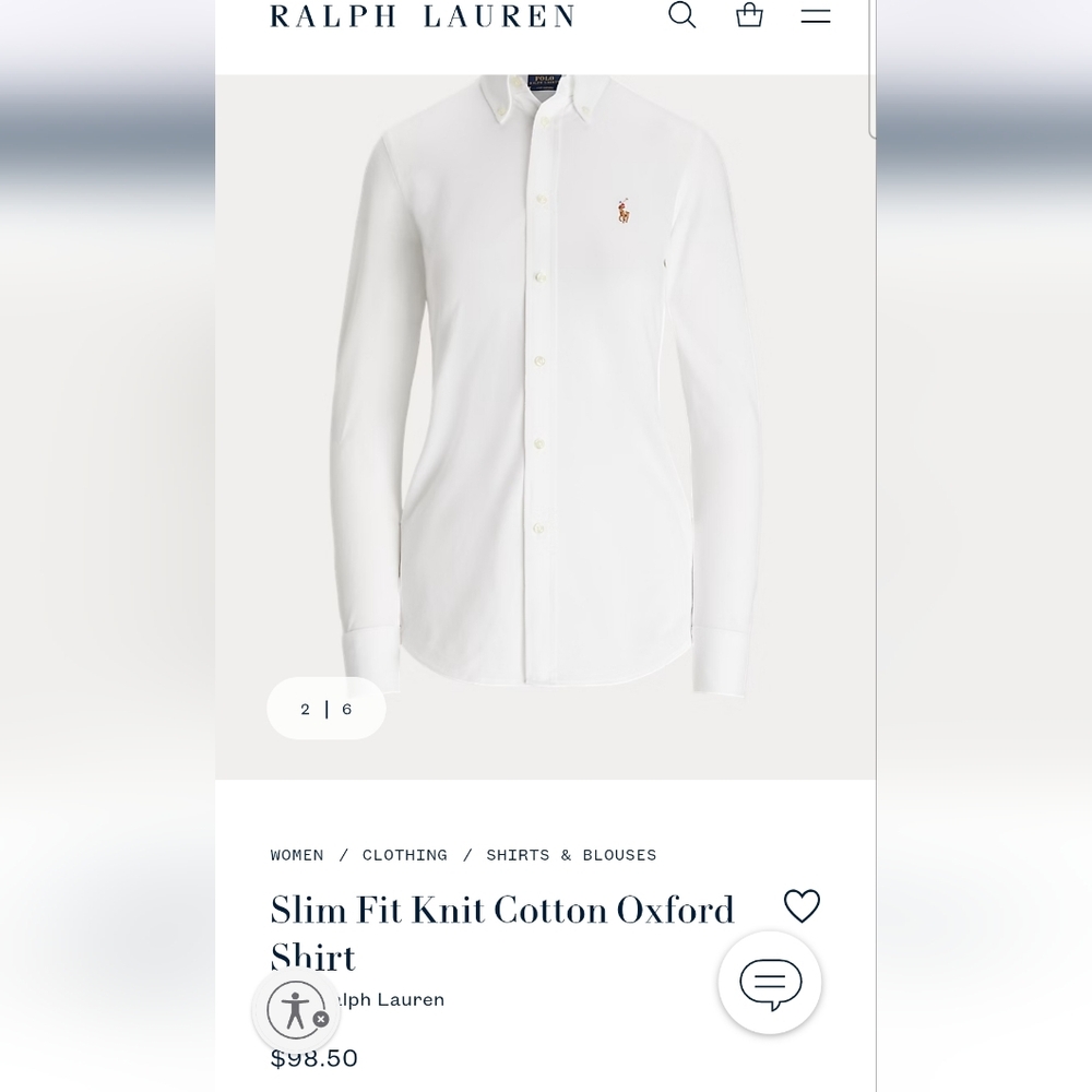 NWT Ralph Lauren Slim Fit Knit Button Down Top SZ L